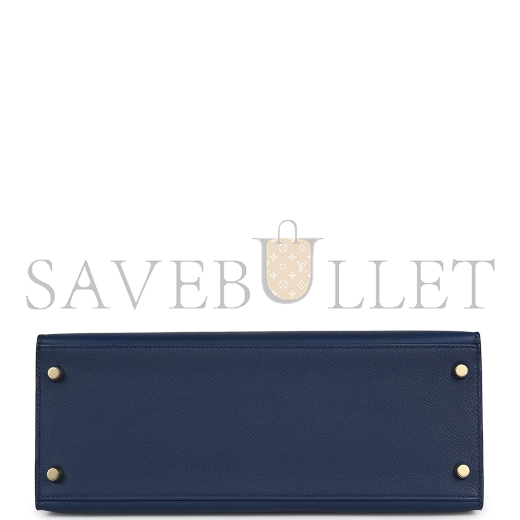 HERMÈS MASTER KELLY SELLIER 28 BLEU EPSOM GOLD HARDWARE (28*22*10cm)